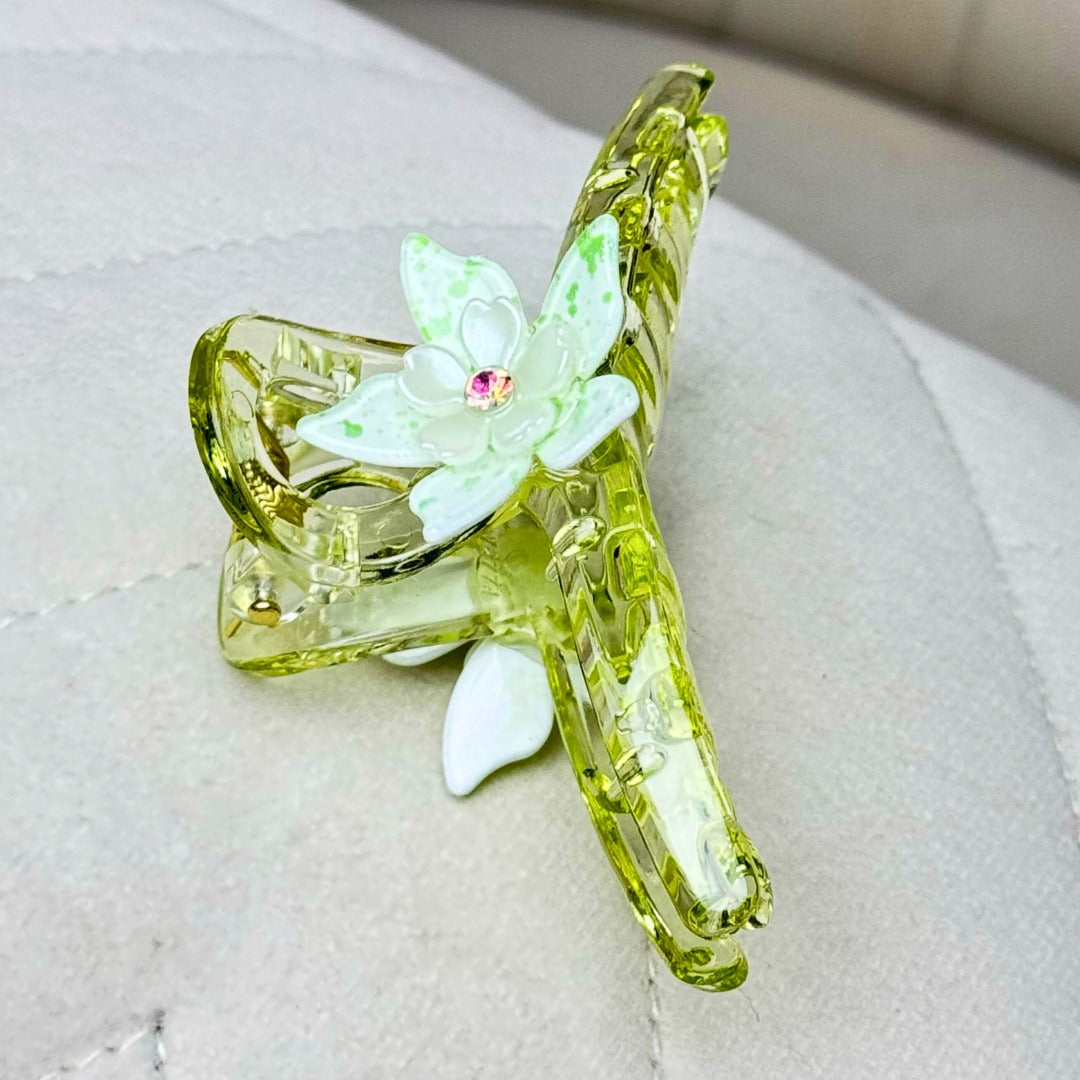 Snap hair clips with floral print design in spring colors