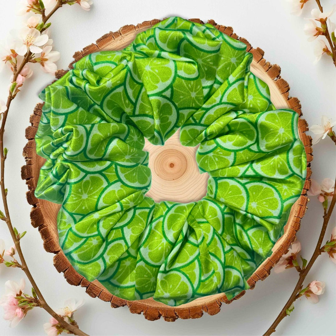 green silk scrunchie for thick hair – luxury hair tie