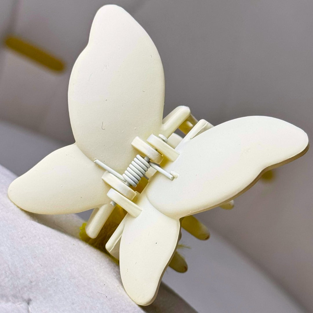 Matte white butterfly clutcher – elegant hair clip for everyday styles