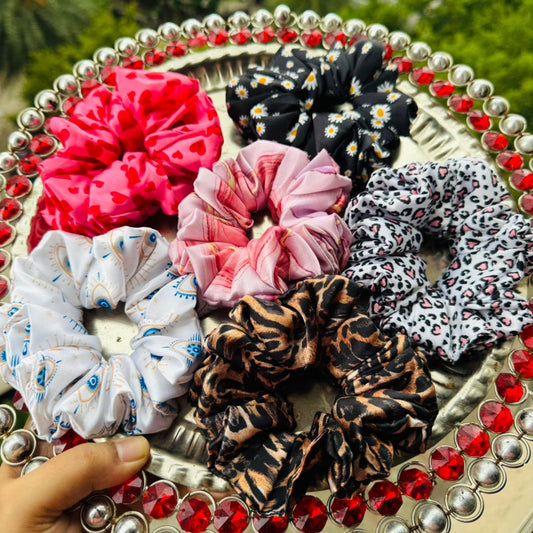 PixiePins Printed Scrunchies – Vibrant, Stylish Hair Ties for Every Look