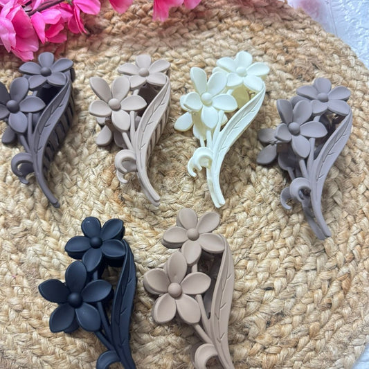 PixiePins Korean floral hair clutcher – stylish and durable claw clip for all hair types