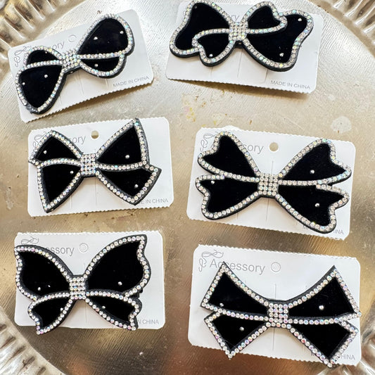 ✨ Black Velvet Glitter Bow Pins | PixiePins Luxe Collection