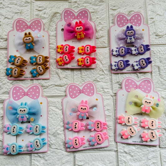 Labubu Cartoon Hair Pin Set –  Cute Character Clips for Kids | PixiePins Exclusive