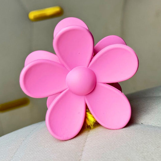 Pink rose flower hair claw clip for women