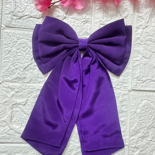 Pixie Pins Large Purple Hair Bow – Soft Fabric Clip for Girls and Women | Stylish Hair Accessory |