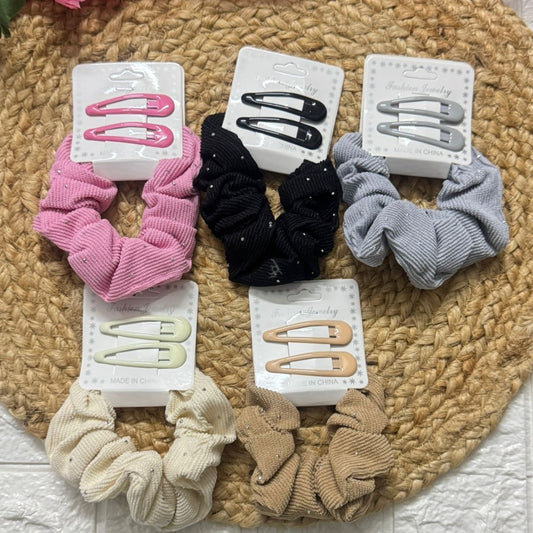 PixiePins Korean satin beads scrunchies – elegant and soft hair ties for women and girls