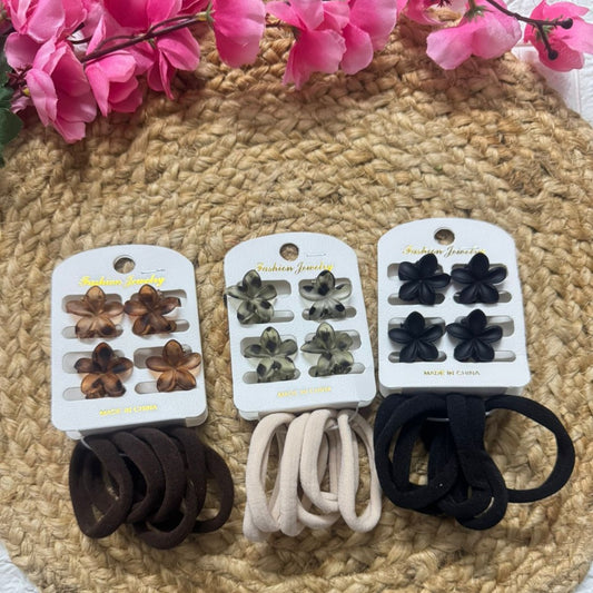 Small hair clutchers and rubber band set in pastel colors by PixiePins