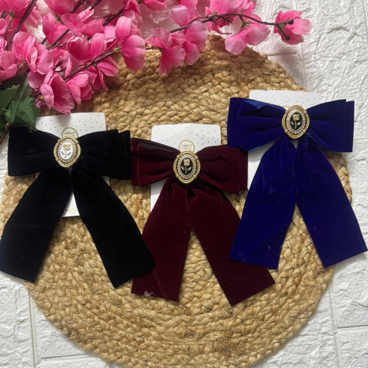 Elegant large velvet bow for women’s hair  vintage style